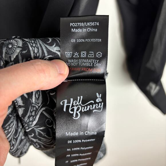 Hell Bunny Secret Gate Tunic Sheer button shirt sharkbite asymmetrical hem black - Picture 11 of 11